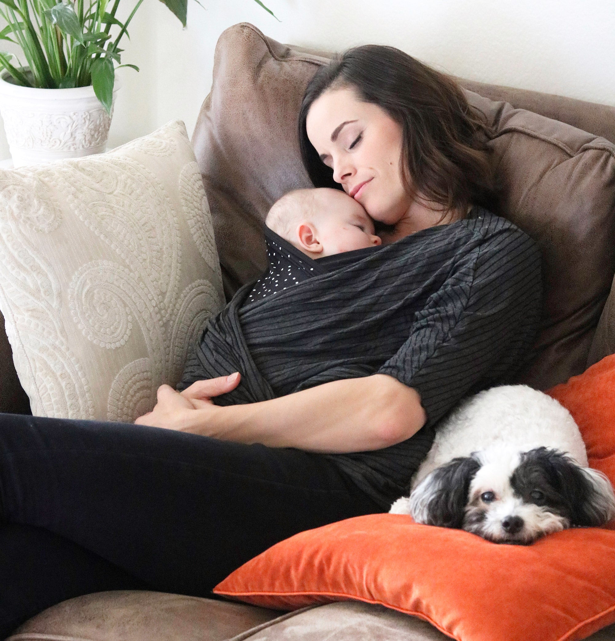 Mother with Nesting Days Carrier and Dog