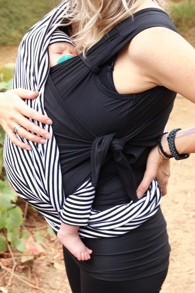 Nursing Cover Up- White / Black Stripe