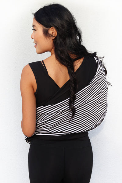 Nursing Cover Up- White / Black Stripe