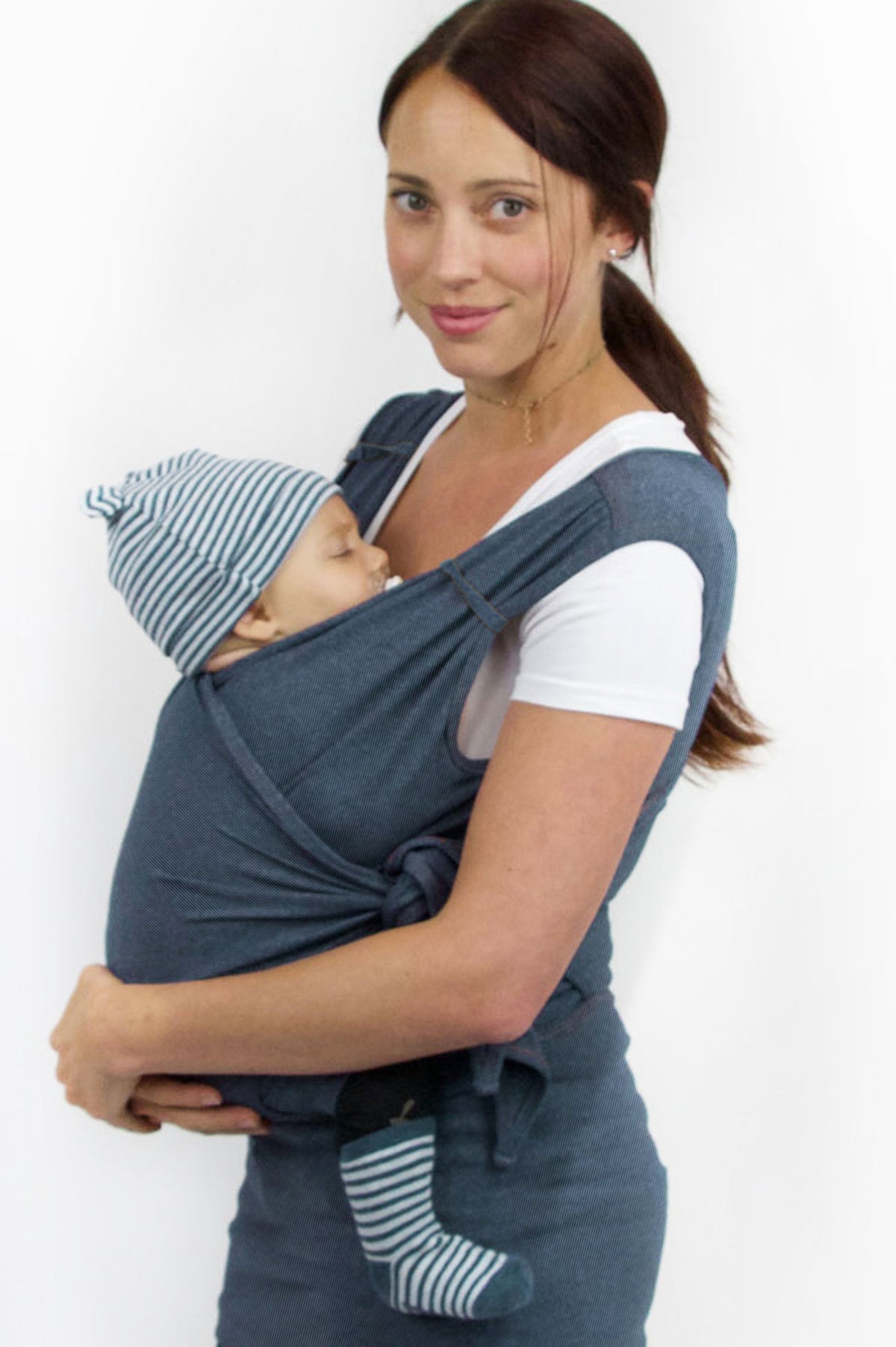 Newborn Baby Carrier, Infant Wrap, Babywearing Shirt, Marine Blue