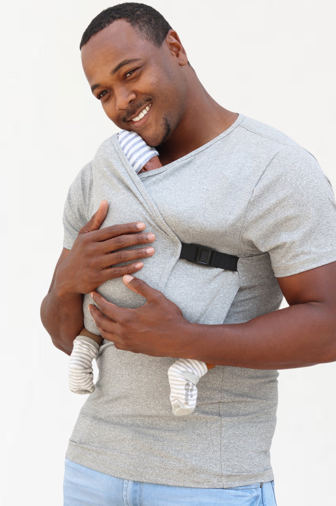 Men's Newborn Baby Carrier, Babywearing Shirt, Infant Wrap, Grey