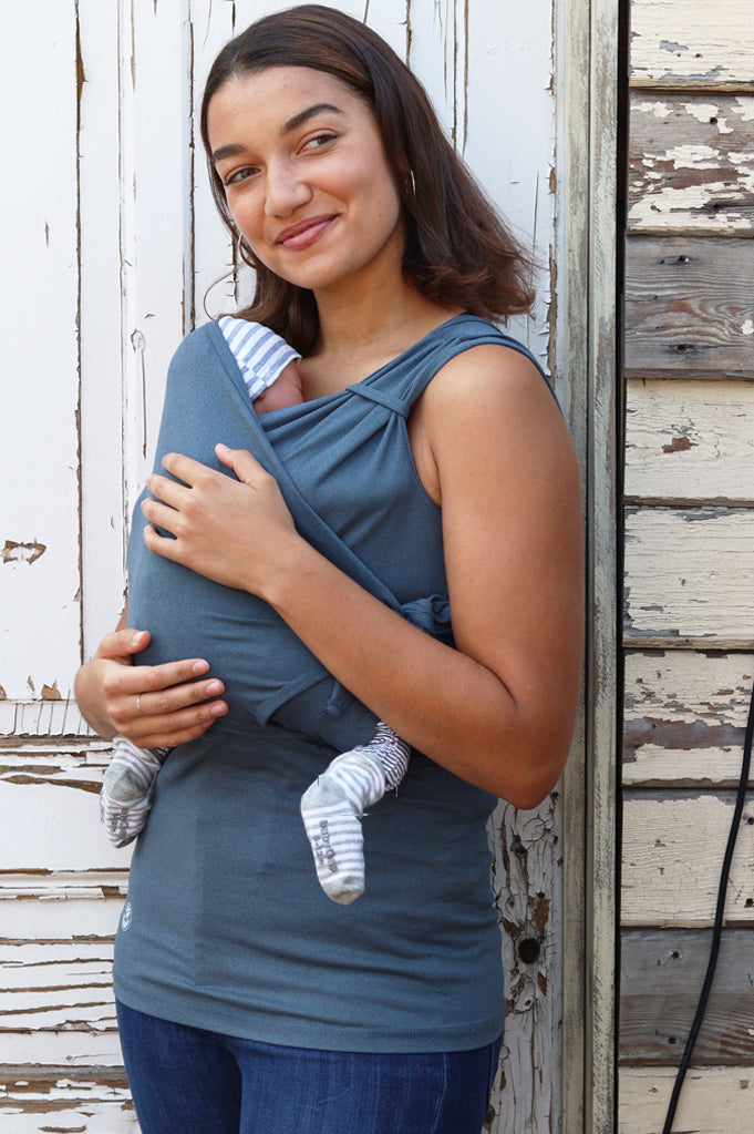 Newborn Baby Carrier, Infant Wrap, Babywearing Shirt, Marine Blue