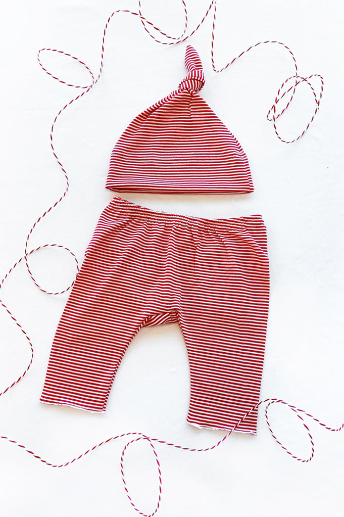 Baby Pants & Hat -  Red/white Pin Stripe